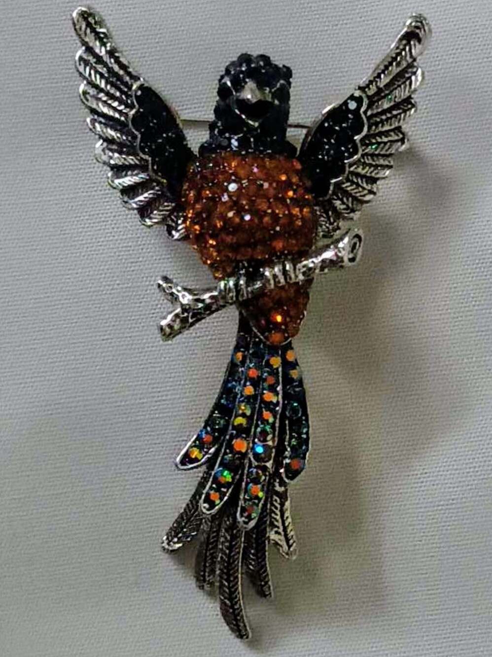 ​✨ Vibrant Rhinestone Bird on Branch Statement Brooch Pin ✨